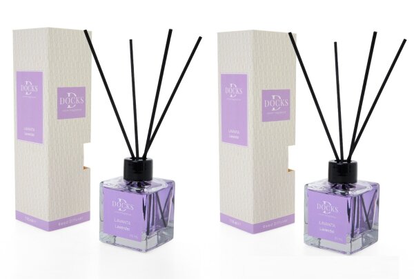 2er Set DOCKS Raumduft Set 110ml Diffuser mit Duftst&auml;bchen &ndash; Lufterfrischer Duft Lavendel